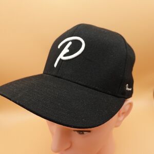 Premier Hat Cap Snap Back Black White Embroidered P Logo Wool Blend Mens